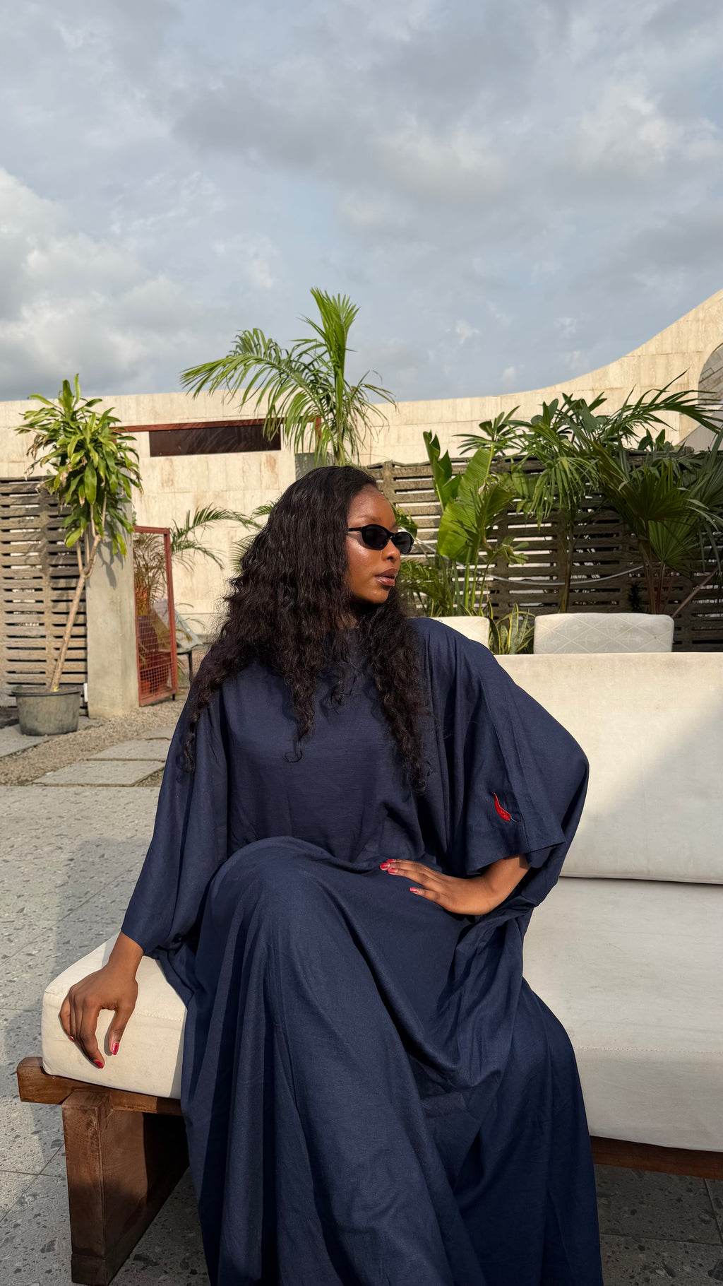 Navy blue chill-i kaftan (with double chilli symbol)